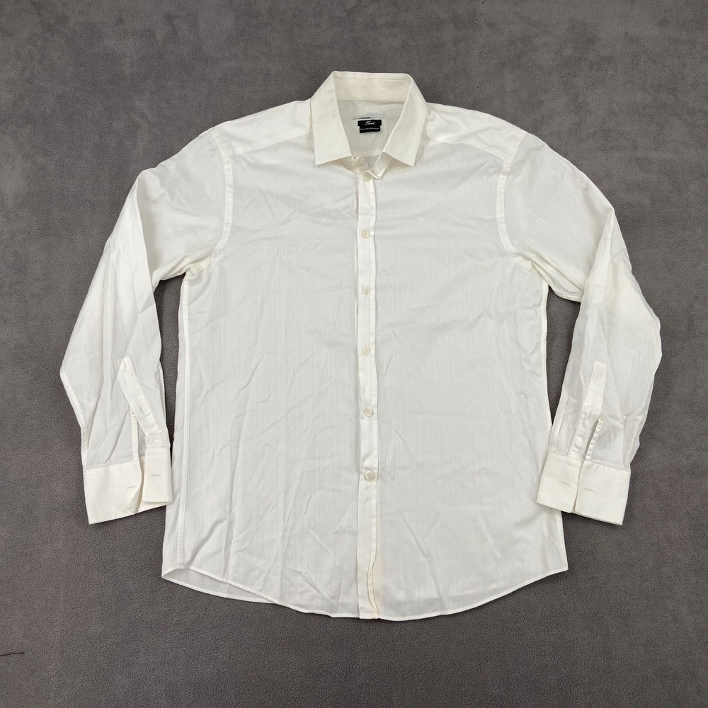 Versace Collection Trend Dress Shirt Men 17.5 White Formal Long Sleeve Button Up